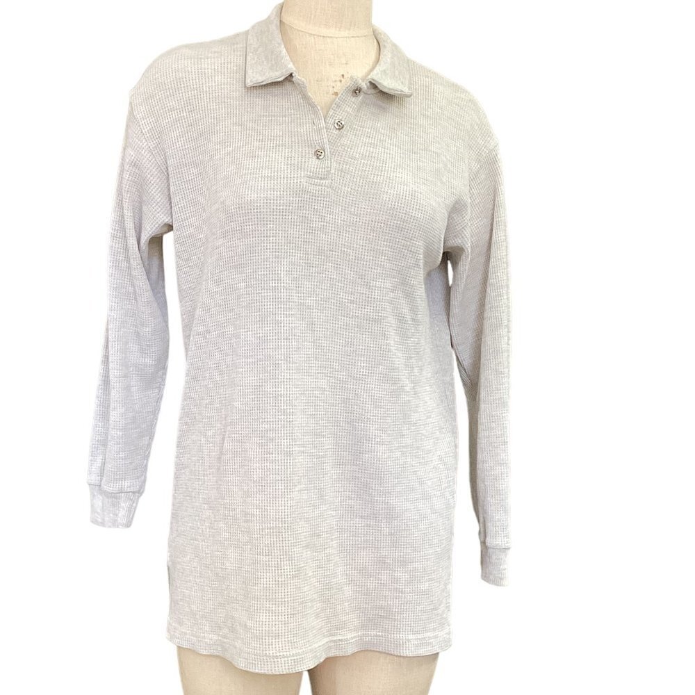 Victoria's Secret Waffle Knit Polo Tunic Top Sz M #84S